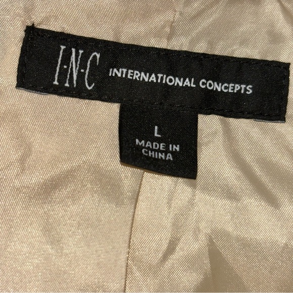 INC International Concepts Moto Cream Faux Leather One Snap Jacket Size L - Picture 9 of 11